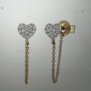 Bony Levy Diamond Heart Loop Chain Drop Earrings - Gold